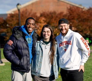 Student group outside in the fall
